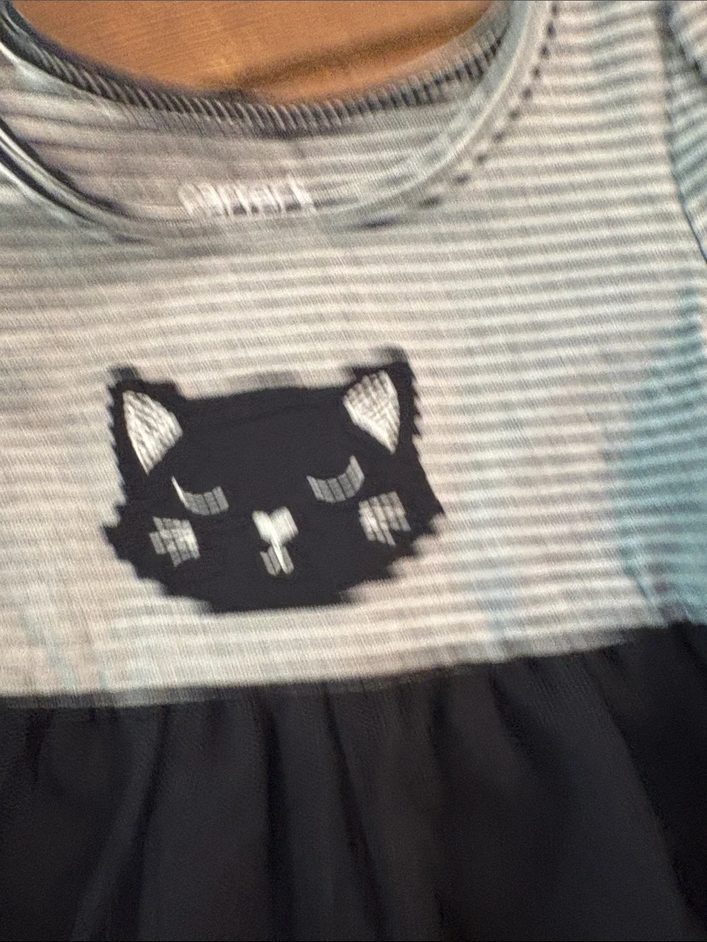 Striped Long-Sleeve Black Tulle Cat Dress for Kids NWOT